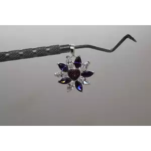 .925 S.S. PURPLE & CLEAR CZ FLOWER HEART DESIGN pendant