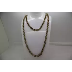 VTG. MIRIAM HASKELL Textured Brass DOUBLE ROLO CHAIN necklace 18-24