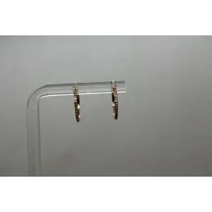 Signed JWBR 10k Rose Gold .18ctw DIAMOND HOOP earrings