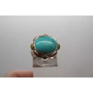 BARSE .925 Sterling Silver TURQUOISE & CORAL HIGH PROFILE Statement ring size 6.5