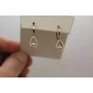 10k Rose Gold DIAMONDS IN MOTION DROP HOOP earrings