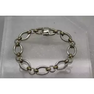 .925 Sterling Silver & 14k Yellow Gold OVAL LINK bracelet 7.5