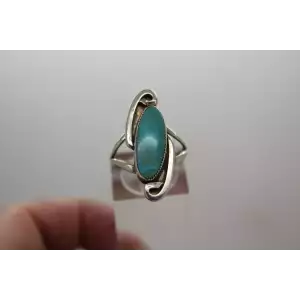.925 Sterling Silver TURQUOISE SWIRL DESIGN ring size 6.75