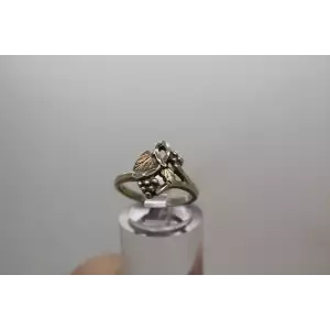 WHEELER WM .925 S.S. 12k BLACK HILLS GOLD GRAPE LEAF ring size 6