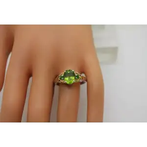 STS CHUCK CLEMENCY .925 S.S. PERIDOT EMERALD ring size 11 #