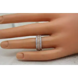 Signed 14k W.G. & R.G. .33ctw DIAMOND TRIPLE ROW BAND ring size 5.75