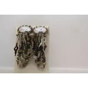 CHIPITA CHANDELIER FRINGE GLASS BEADED DANGLE clip on earrings