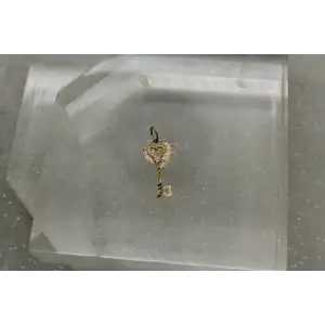 Signed OR 14k Yellow & Rose Gold KEY TO MY HEART 2pc pendant