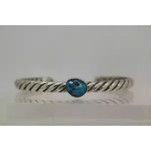 Signed jc .925 Sterling Silver TURQUOISE THICK ROPE Design CUFF bracelet 7