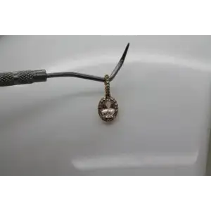 Signed ROYAL 14k R.G. Oval Cut MORGANITE & DIAMOND HALO pendant