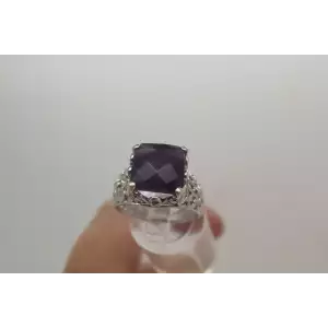 .925 S.S. NATURAL AMETHYST FILIGREE ring size 7