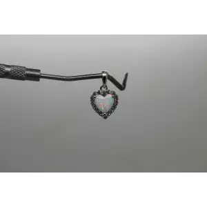 Signed SUN .925 Sterling Silver OPALITE & WHITE TOPAZ HEART pendant