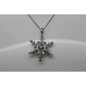 .925 S.S. WHITE TOPAZ RHYTHM WHITE TOPAZ SNOWFLAKE necklace 18