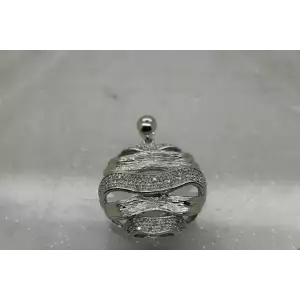 Signed .925 S.S. DIAMOND TEXTURED OPEN WORK WAVE CIRCLE pendant