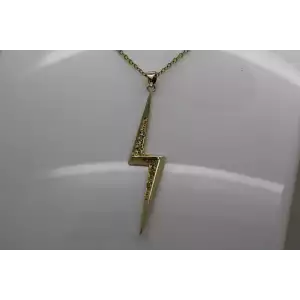 Vtg. Vermeil .925 S.S. CZ LIGHTNING BOLT pendant necklace 20
