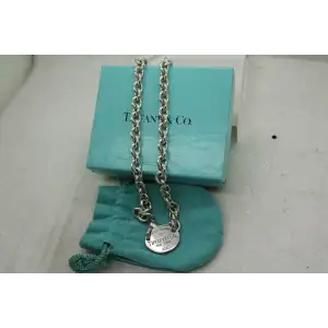 TIFFANY & CO .925 S.S. PLEASE RETURN TO OVAL TAG CHOKER, box, pouch