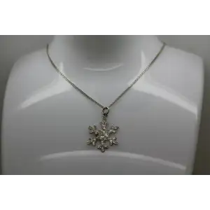 .925 S.S. HAMMERED DESIGN SNOWFLAKE necklace #