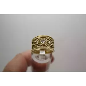 LE VIAN 14k Y.G. .24ctw DIAMOND ETRUSCAN REVIVAL BAND ring size 6.75