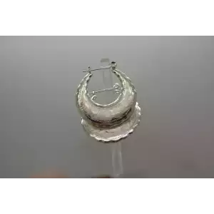 Vintage MEXICO .925 S.S. FLAT BRUSHED TEXTURED DESIGN hoop earrings