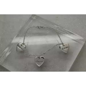 Sig. GM .925 S.S. BELIEVE, DREAM, LOVE HEART CHARM bracelet 7 1/2