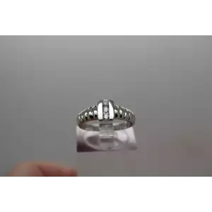 .925 Sterling Silver .12ctw DIAMOND MODERNIST ring size 5