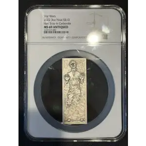 2022 Niue 3 oz. Coin NGC MS-69 Antiqued Han Solo In Carbonite