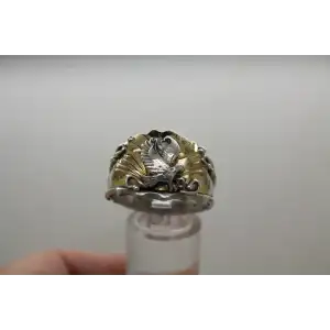 JACK BLY KEWA Two Tone .925 S.S. DIMENSIONAL EAGLE ring size 14.5