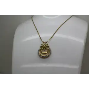ROSS SIMONS gold over .925 S.S. PERIDOT DIA. ACC. FLOWER RING necklace