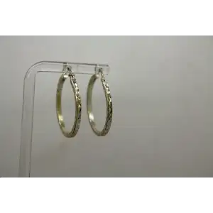 Signed IBB .925 S.S. LASER CUT STAR PATTERN MEDIUM HOOP earrings