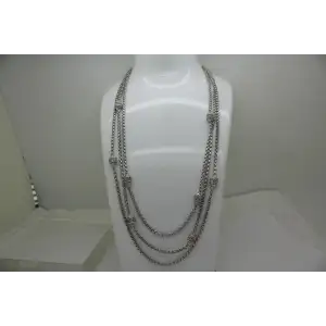 JUDITH RIPKA .925 S.S. CZ STATION Multi LAYERS 3 STRAND necklace