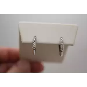 10k White Gold DIAMOND HOOP earrings