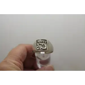 Signed .925 S.S. EMOSSED DRAGON SYMBOL ring size 13.75 #