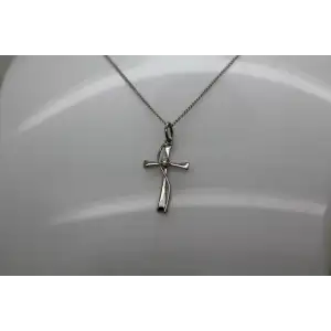 TR TRU-KAY .925 S.S. GRACEFUL WRAPPED SILHOUETTE CROSS CZ necklace