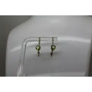 10k Yellow Gold Heart Cut PERIDOT DROP DANGLE earrings