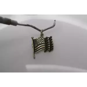 .925 Sterling Silver MADE IN USA WAVING FLAG pendant