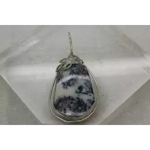 .925 S.S. DENDRITIC AGATE LEAF DESIGN Large Pendant