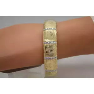 ROSS SIMONS gold over .925 Sterling Silver DIAMOND CHIP ACCENT cuff 7