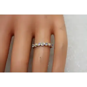 Signed 10k Y.G. TANZANITE & DIAMOND CHIP accent band ring size 7