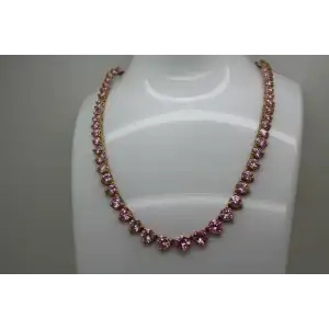 Signed Y.G. over .925 S.S. GRADUATING PINK CZ STATEMENT necklace