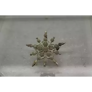 Vtg. .925 S.S. FROSTED & SATIN FINISH FANCY SNOWFLAKE pendant pin