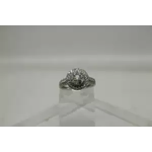 10k White Gold .66ctw DIAMOND DOUBLE HALO ring size 6.75