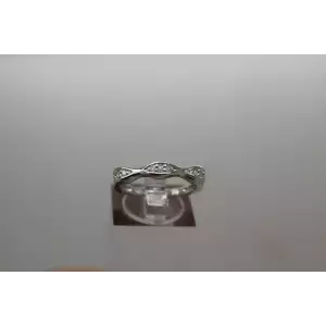 Signed JS .925 Sterling Silver DIAMOND ACCENT WAVY BAND ring size 7