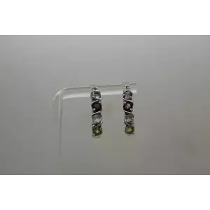 ROSS SIMONS .925 S.S. MULTI GEMSTONE HOOP earrings