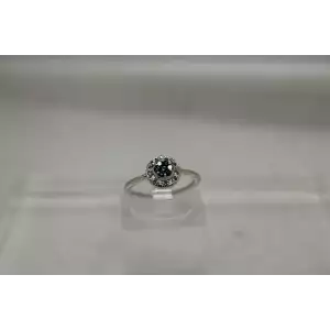 .925 Sterling Silver BLUE & WHITE DIAMOND CLUSTER ring size 4