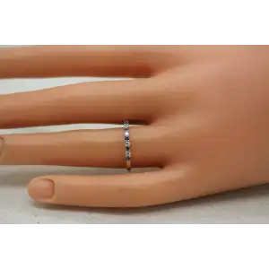 Signed BW 14k R.G. BLUE TOPAZ & DIAMOND BAND ring size 7