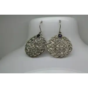 OR PAZ PZ .925 S.S. LACE CIRCLE AMETHYST dangle earrings
