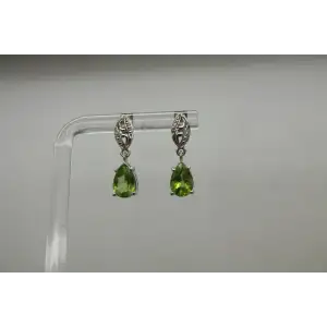 STS CHUCK CLEMENCY .925 S.S. Pear Cut PERIDOT TEARDROP DANGLES