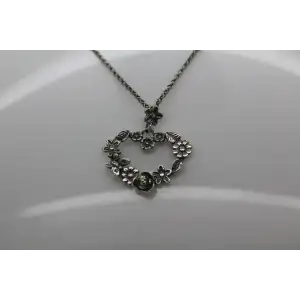 Rare PZ OR PAZ ISRAEL .925 S.S. FLORAL OPEN HEART necklace 18
