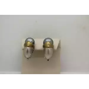 Signed .925 S.S. TWO TONE MODERNIST TAHITIAN PEARL clip on