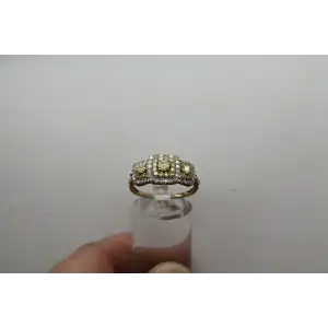 LUXORO 10k Y.G. .75ctw YELLOW & WHITE DIAMOND TRIPLE HALO size 8.5 #